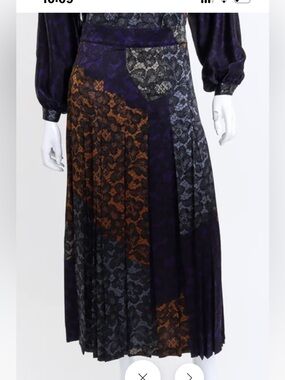 Vintage Escada  pleated  Lace Print  Skirt